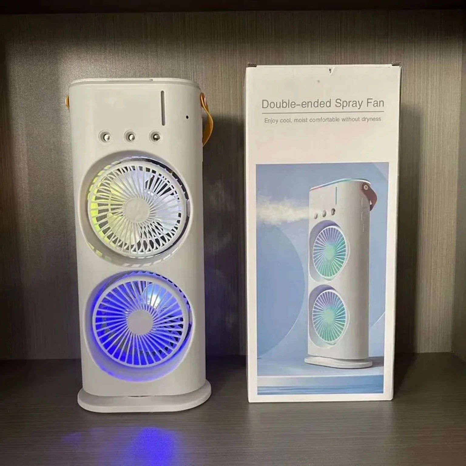 Portable Mist Fan with LED Light – Multicolour