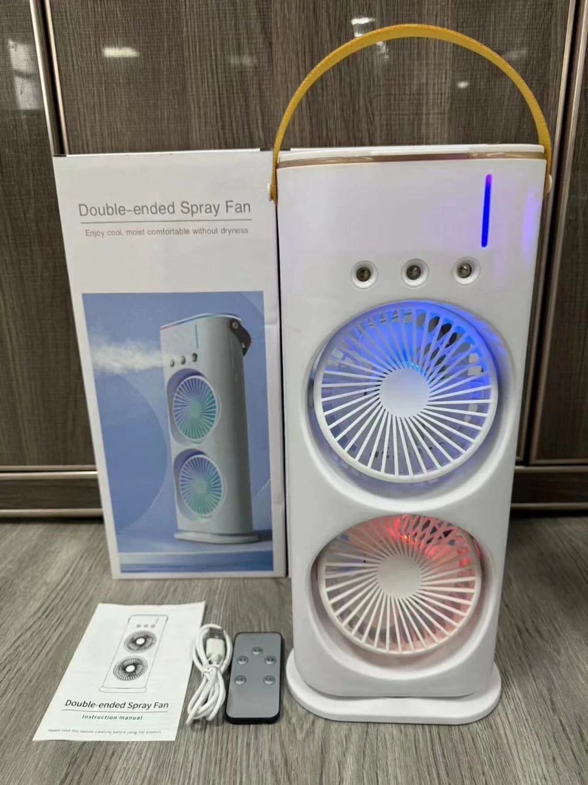 Portable Mist Fan with LED Light – Multicolour