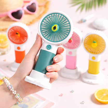Cute Fruit Design Portable Rechargeable Fan (Handheld & Table Use)