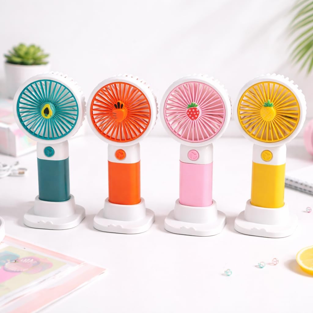 Cute Fruit Design Portable Rechargeable Fan (Handheld & Table Use)