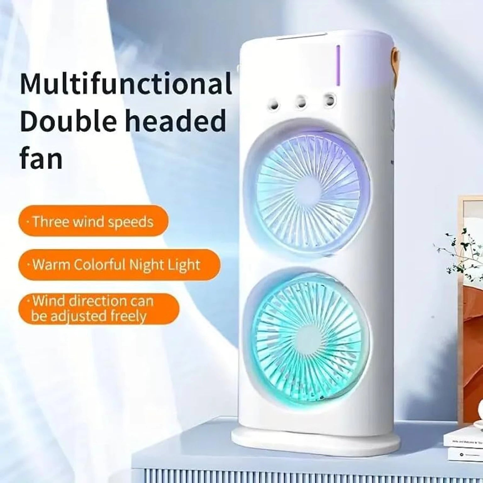 Portable Mist Fan with LED Light – Multicolour