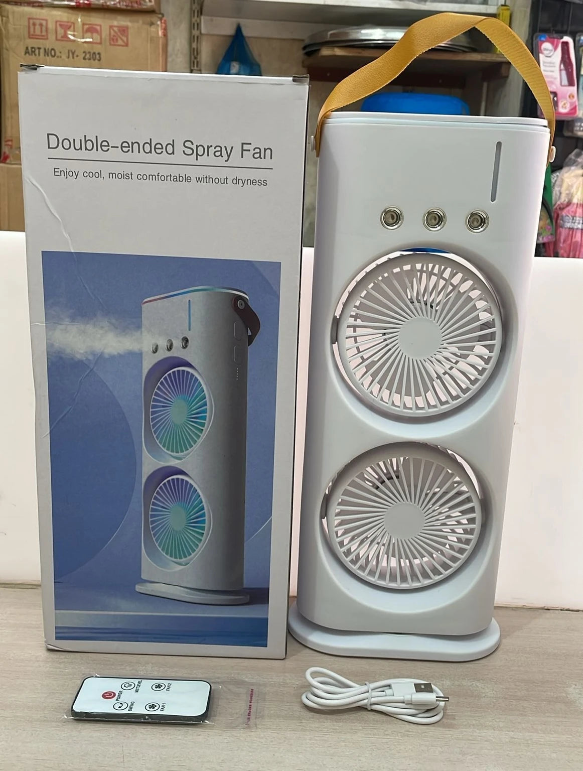 Portable Mist Fan with LED Light – Multicolour